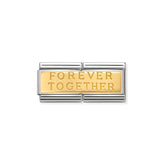 Nomination COMPOSABLE CLASSIC DOUBLE ENGRAVED aus Edelstahl,  mit 18Kt Gold verziert, (02_Fuer immer zusammen Forever to)